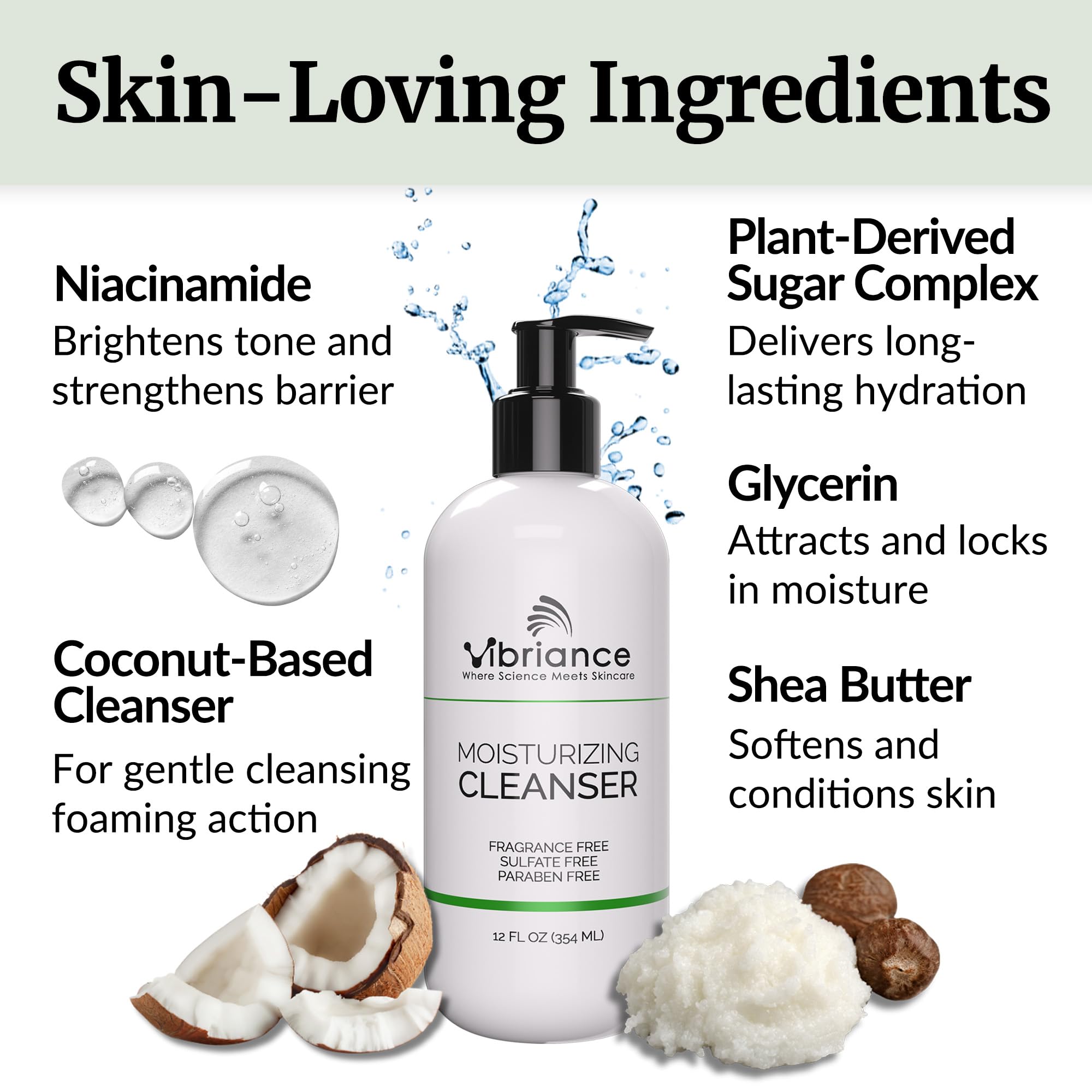 Vibriance Moisturizing Cleanser daily-use bottle supports non-drying cleansing.
