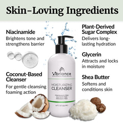 Vibriance Moisturizing Cleanser daily-use bottle supports non-drying cleansing.