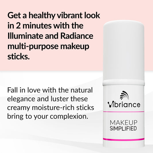 Vibriance Radiance Cream Blush Stick provides a fresh cheek tint and can brighten lips.