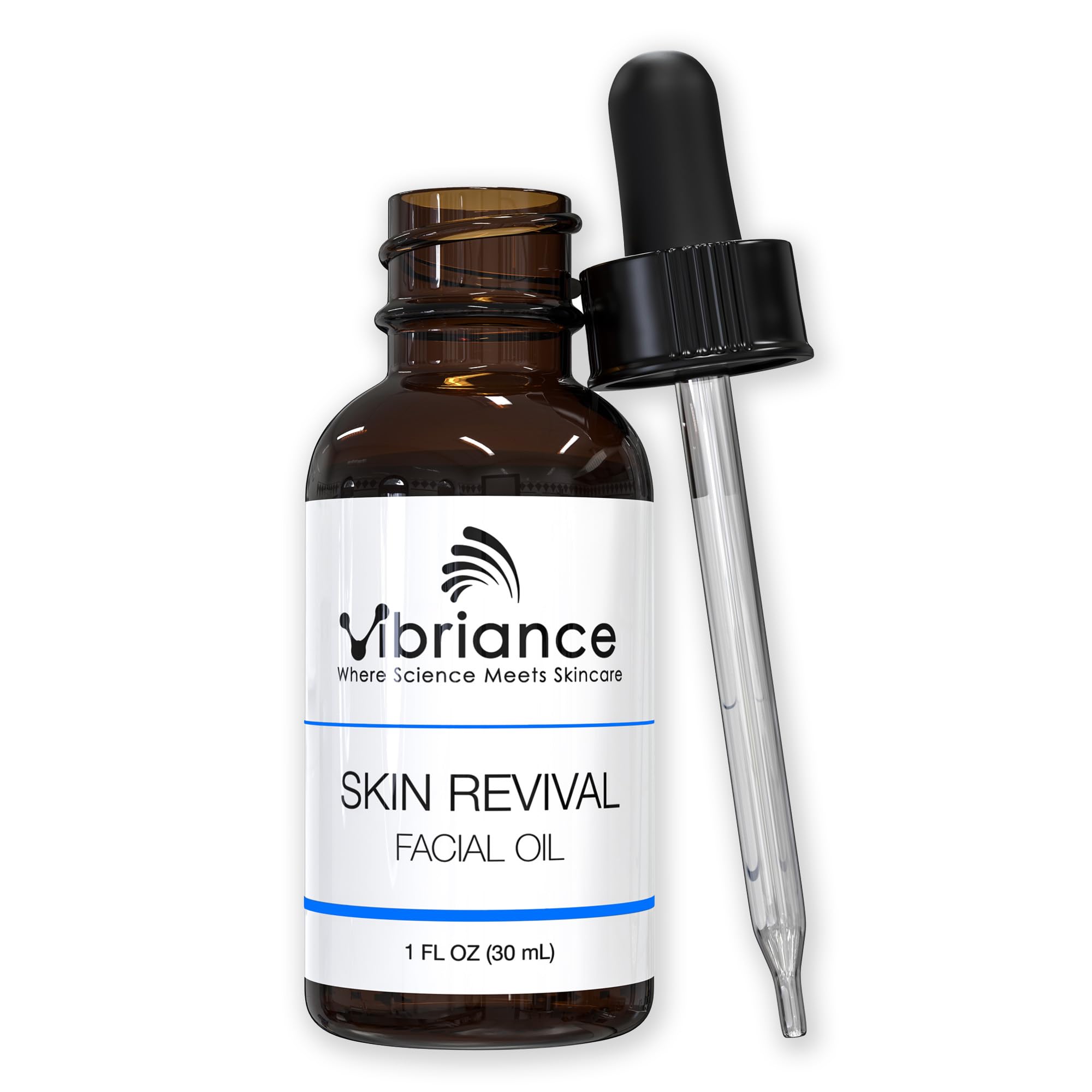 Vibriance Skin Revival Oil bottle close-up showing premium packaging and hydration appeal