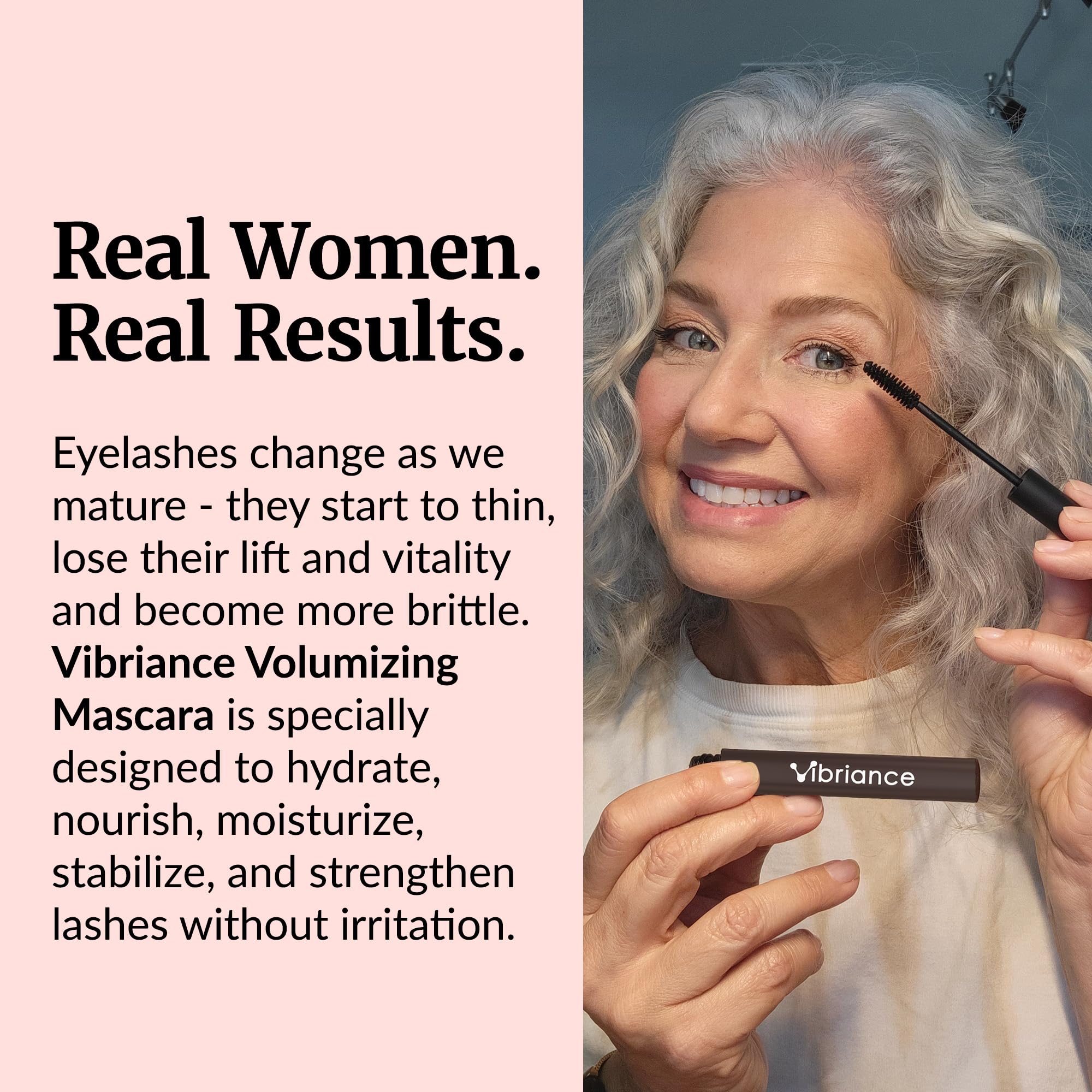 Vibriance Volumizing Mascara washes off easily with gentle removal for sensitive eyes.
