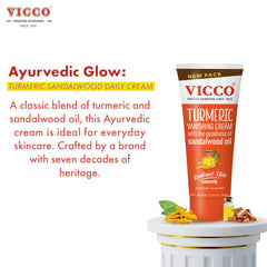 Vicco Turmeric Face Moisturizer Cream daily-use application on skin.