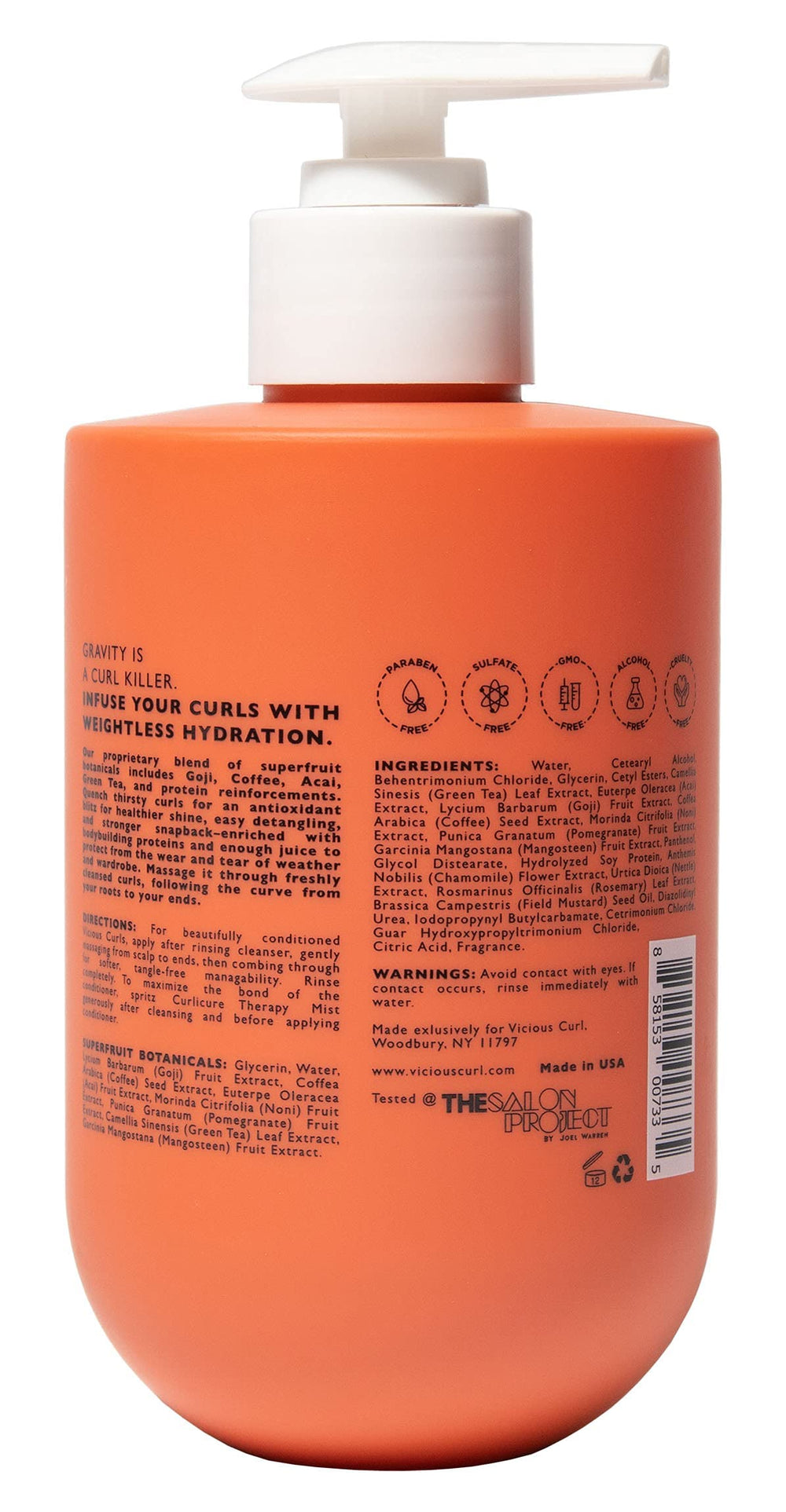 12 oz VICIOUS CURL Moisture Surge Conditioner bottle ready for daily curl care.
