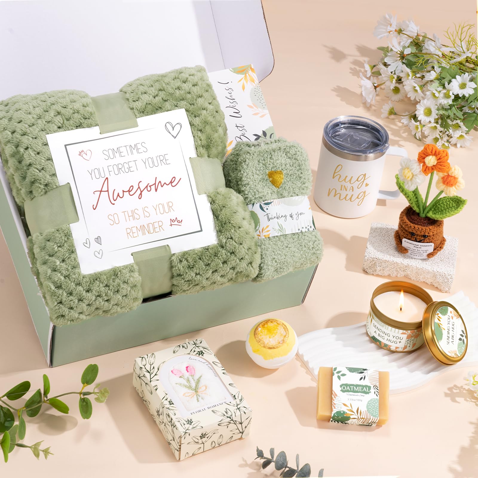 Victdom Get Well Basket blanket: plush flannel for warm, comforting rest