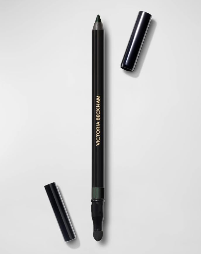 Victoria Beckham Satin Kajal Olive swatch showing rich color and smooth glide.