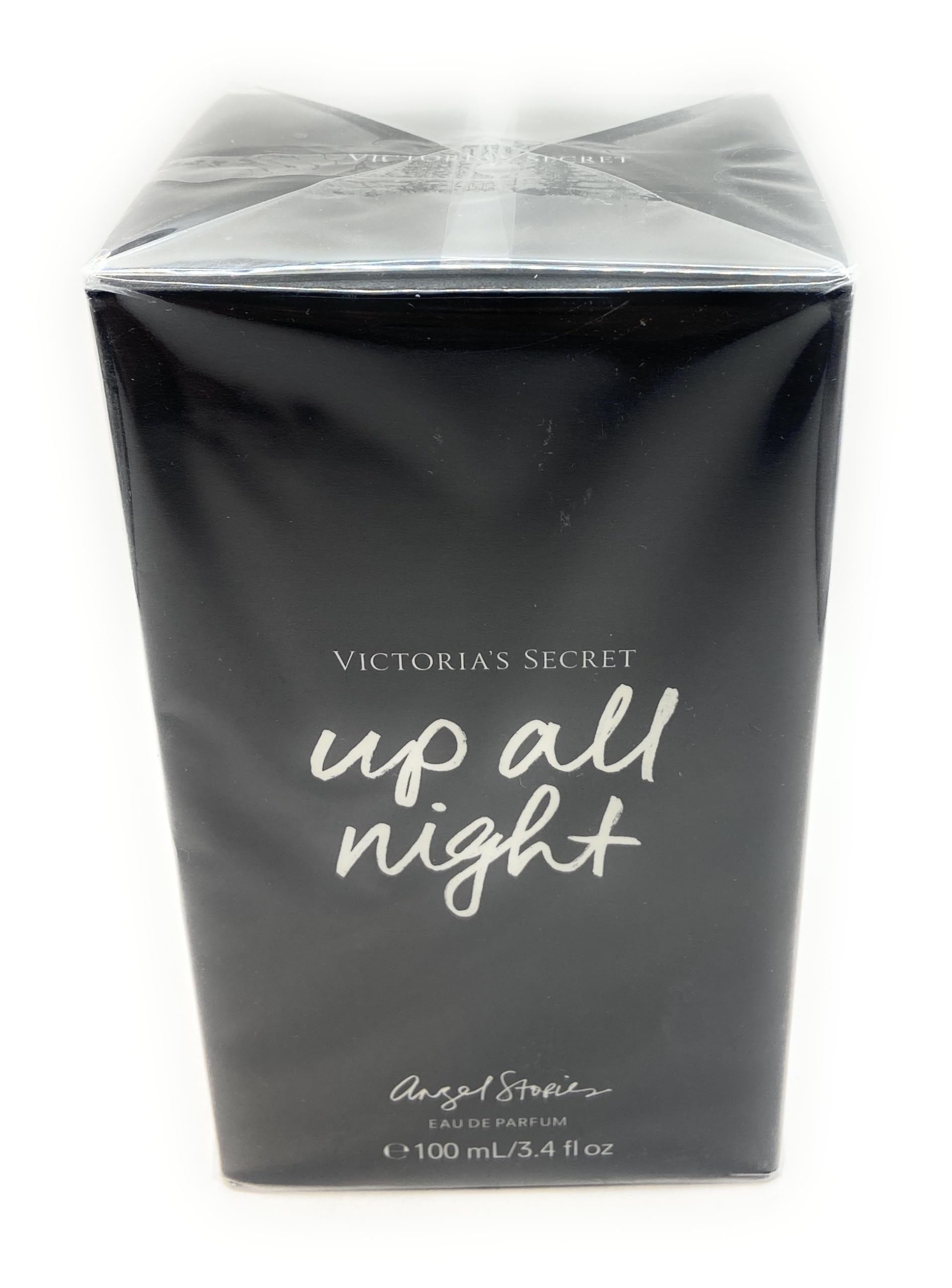 Victoria's Secret Angel Stories Up All Night bottle on vanity with long-lasting floral fruity scent