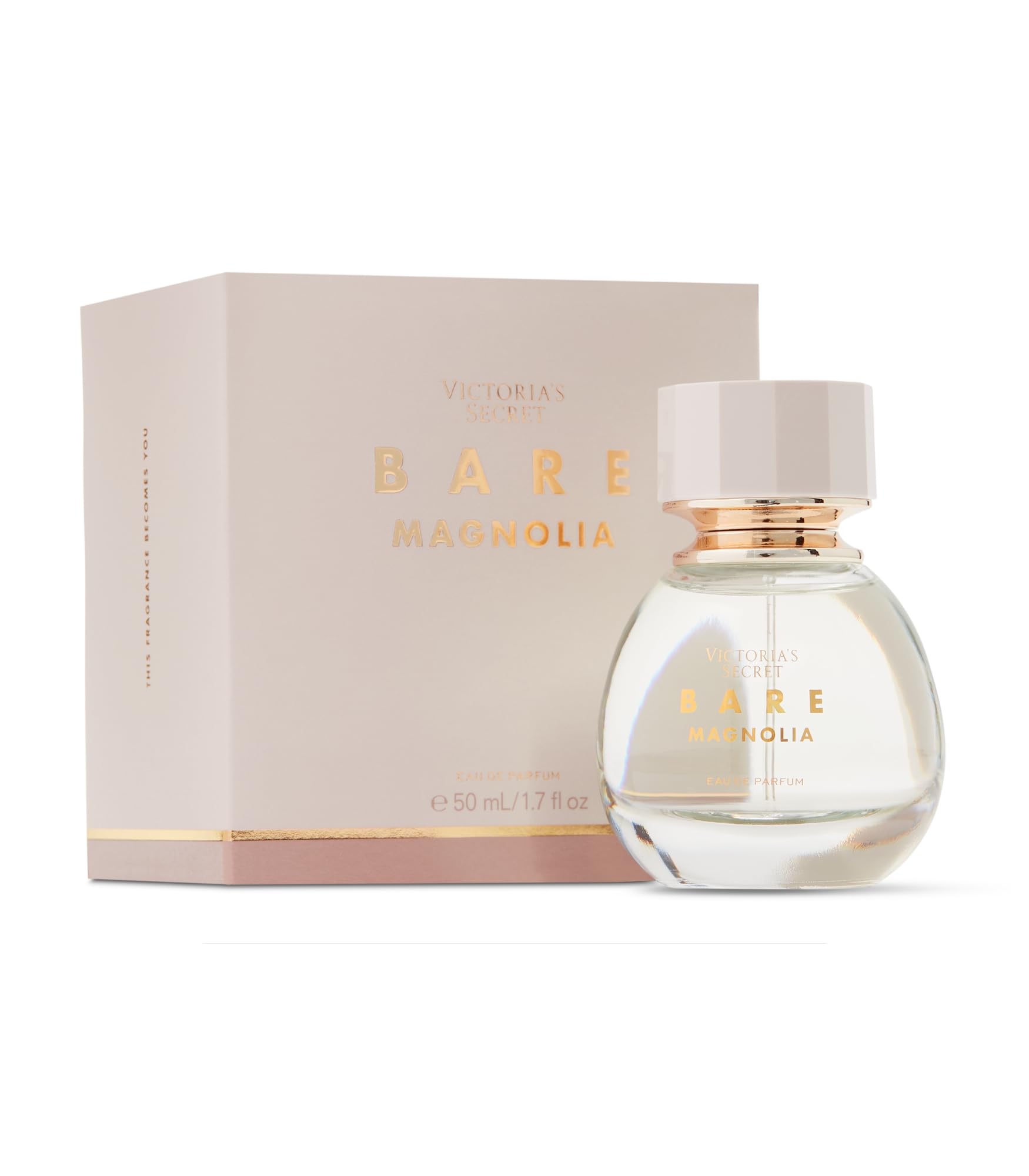 Victoria's Secret Bare Magnolia bottle on display, creamy floral notes for day-to-night wear