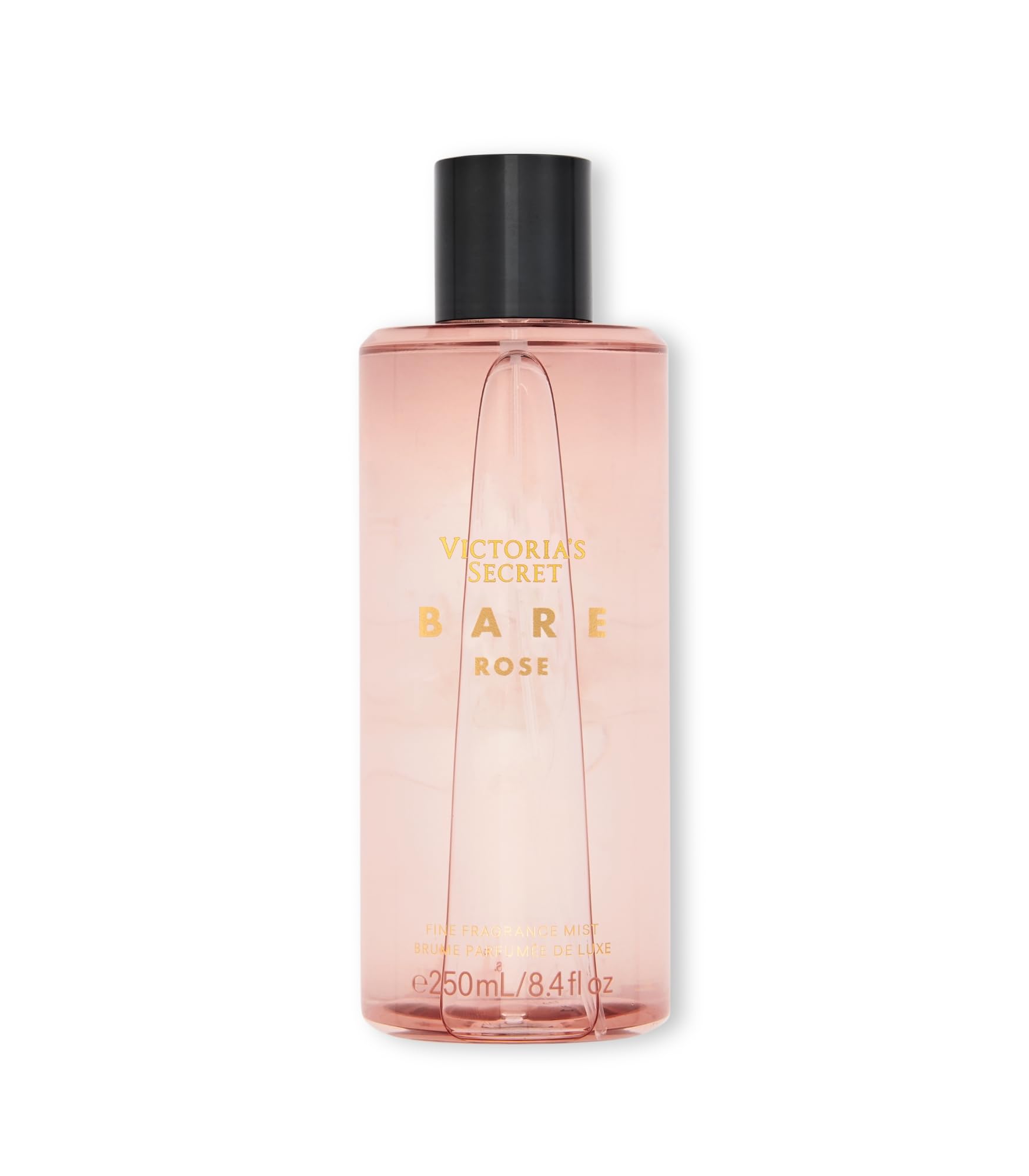 Victoria's Secret Bare Rose fragrance mist bottle highlights pear skin notes for daily refresh.