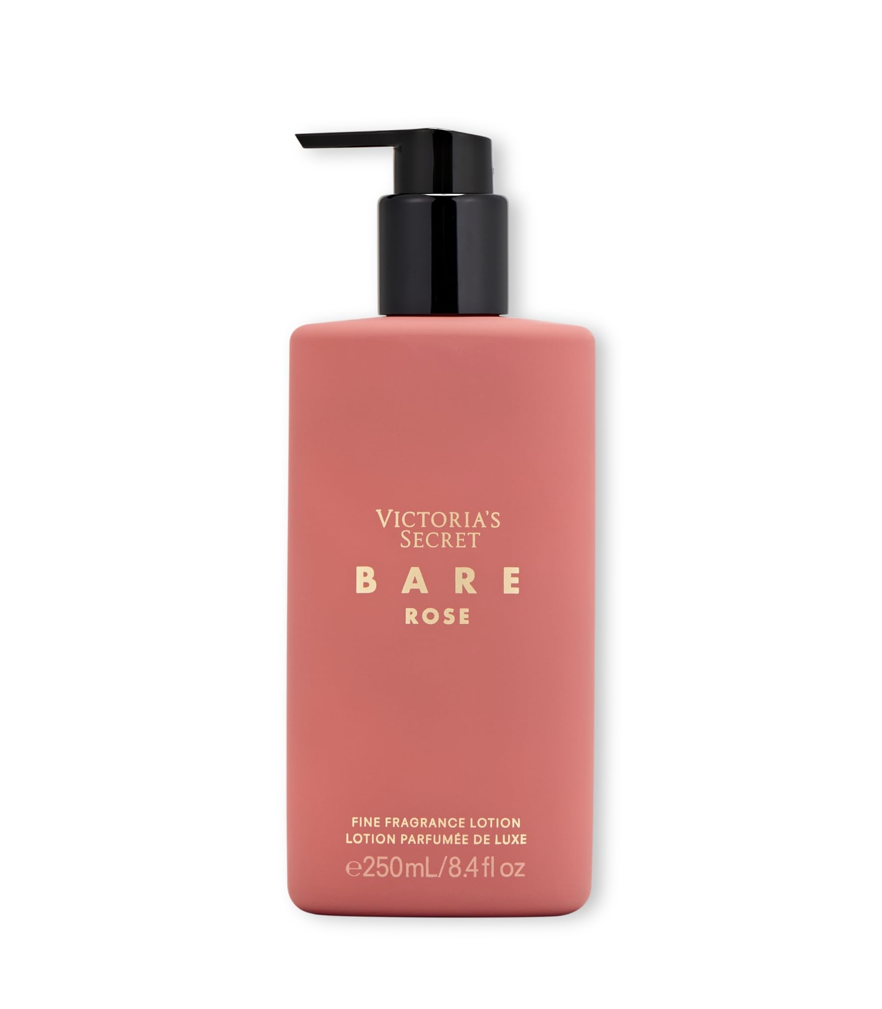 Victoria's Secret Bare Rose Lotion liquid pour shot highlighting fast-absorbing texture.