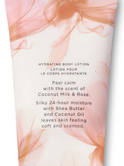 Victoria's Secret Coconut Milk & Rose jar closeup highlighting rich hydration.