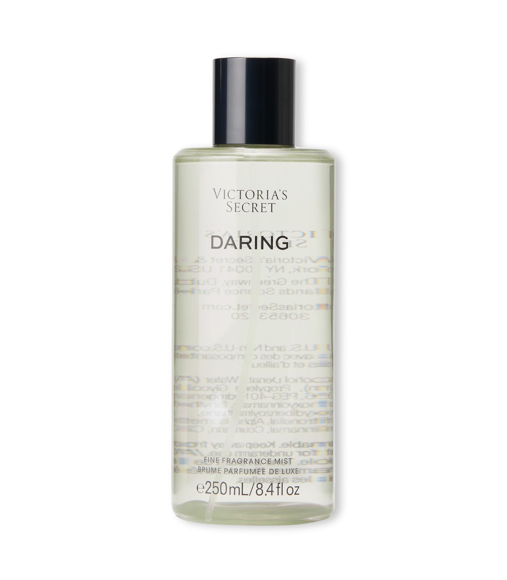 Victoria's Secret Daring Fragrance Mist bottle offers an airy scent for daily wear.