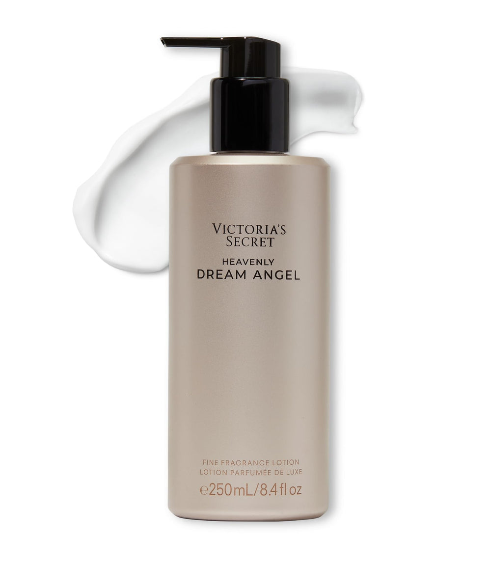 Victoria's Secret Dream Angel fragrance lotion bottle highlighting the woody gourmand scent.