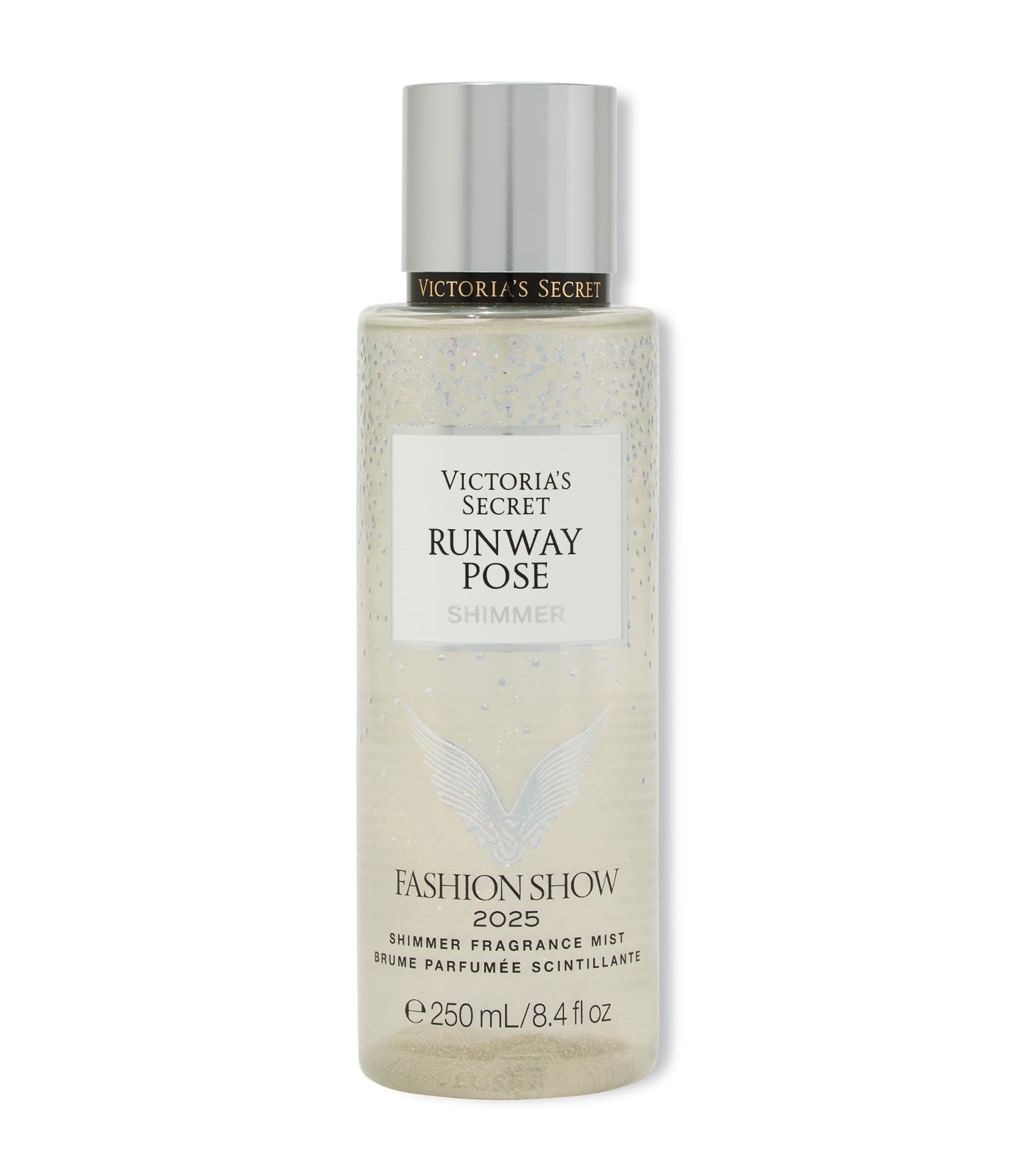 Victoria's Secret Fashion Show Runway Pose Shimmer Mist bottle with luminous gourmand musk