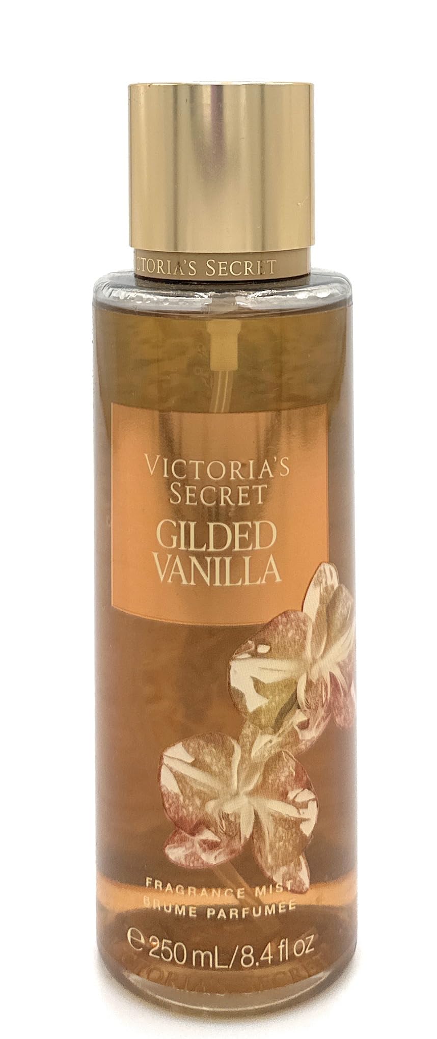 Victoria's Secret Fragrant Mist gilded vanilla bottle delivers a light, year-round aroma.