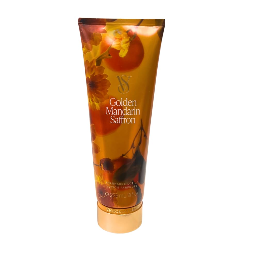 Victoria's Secret Golden Mandarin Saffron lotion bottle pour for hydrated skin