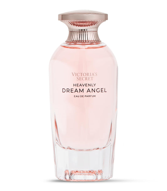 Victoria's Secret Heavenly Dream Angels bottle closeup highlights raspberry nectar notes for a lively fragrance.