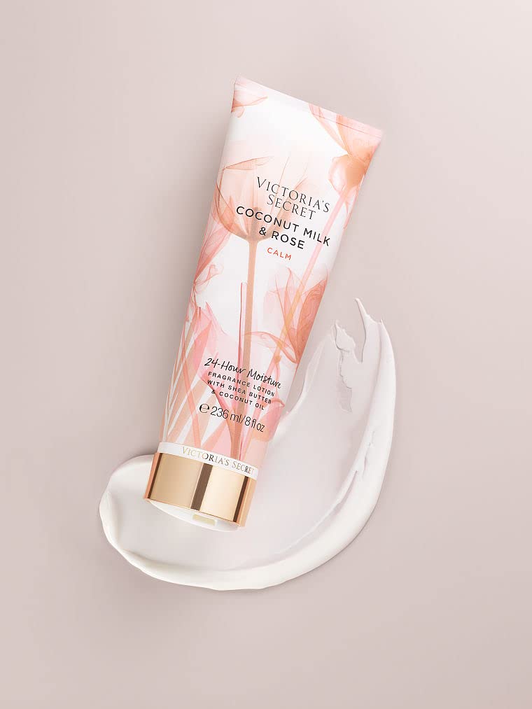 Victoria's Secret lotion texture swatch shows silky formula for soft skin.