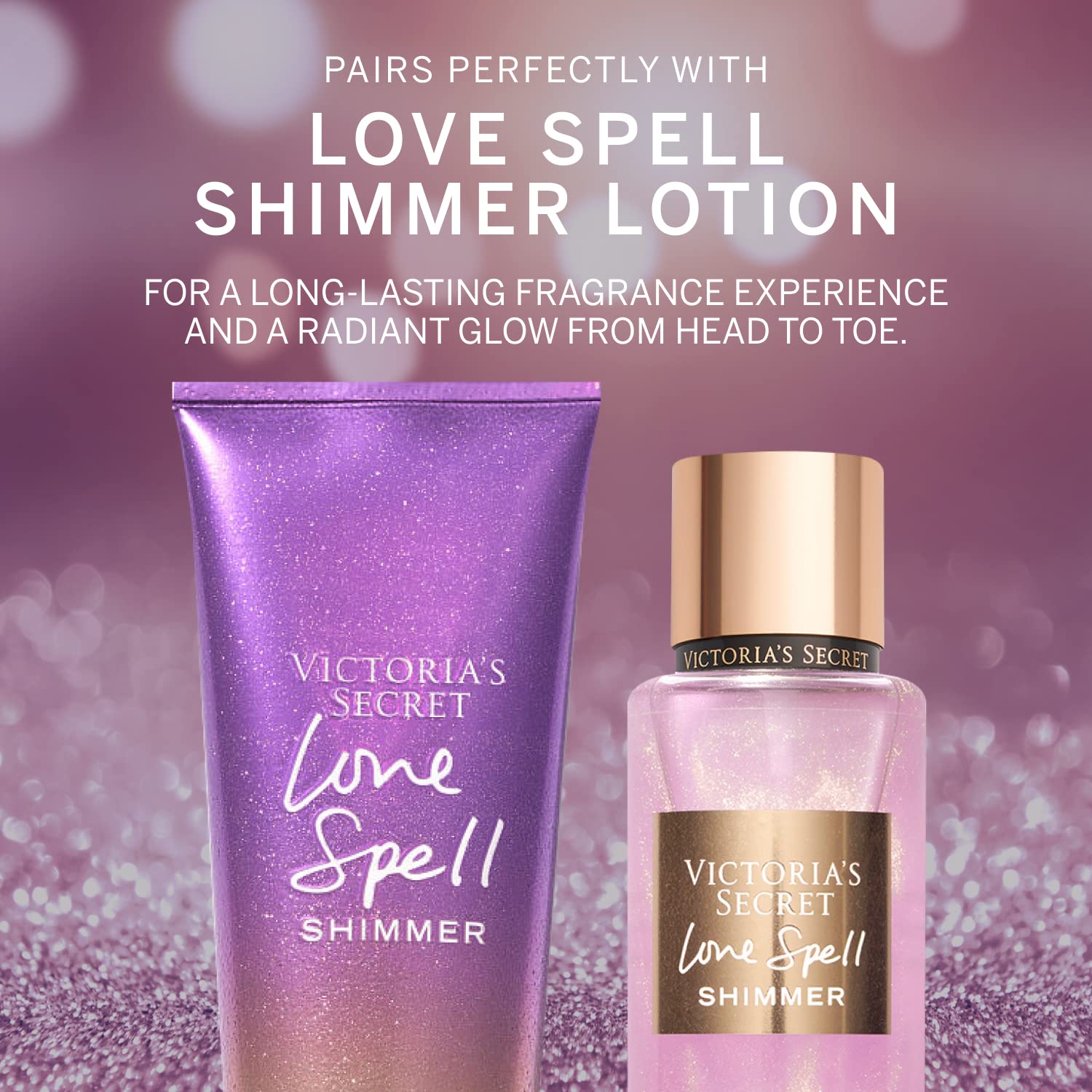 Victoria's Secret Love Spell Shimmer Mist peach note adds playful brightness to scent.