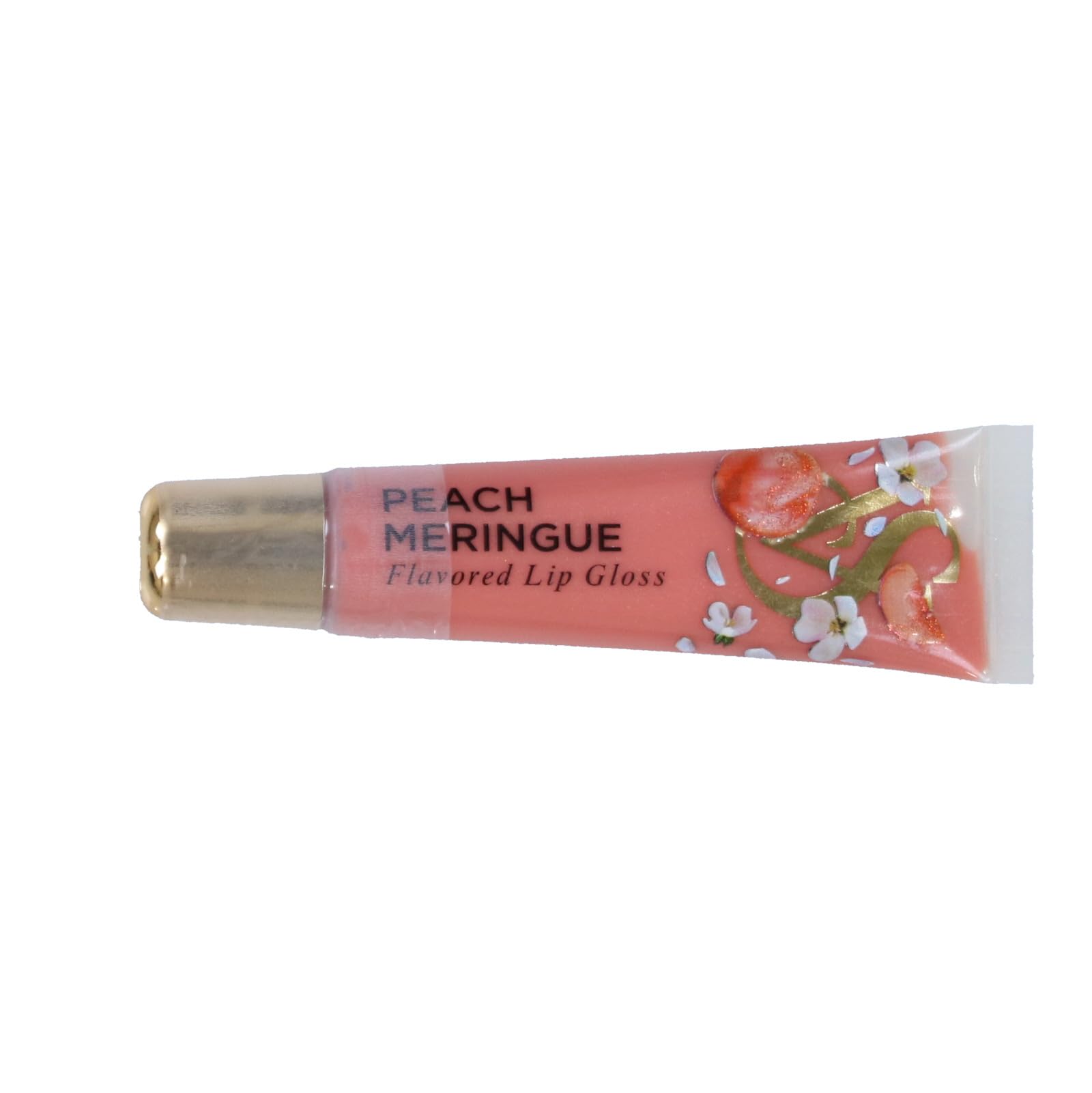 Victoria's Secret Peach Meringue lip gloss in a squeeze tube for on-the-go shine.