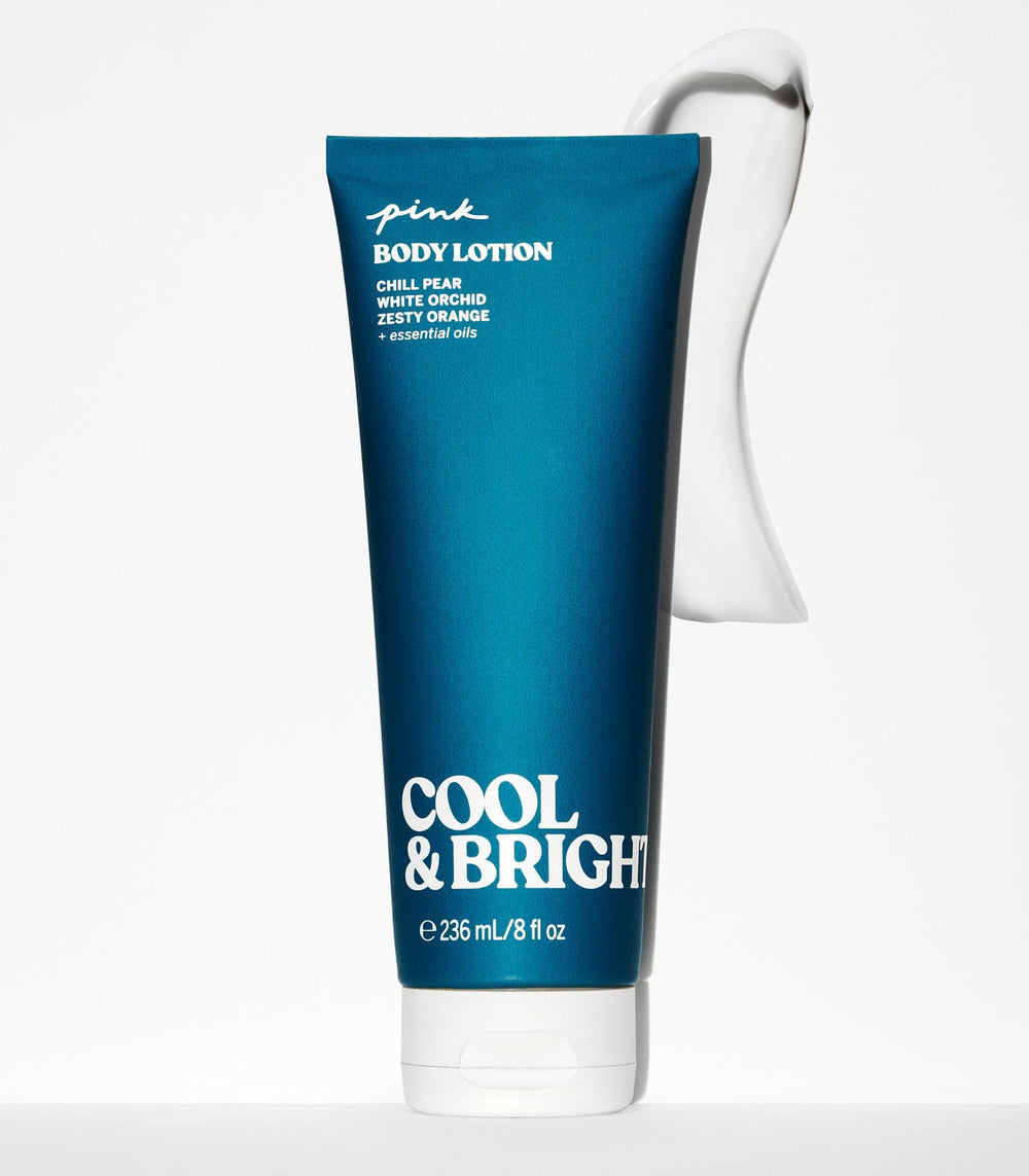 Victoria's Secret Pink Cool and Bright Fragrance Lotion label closeup highlighting branding