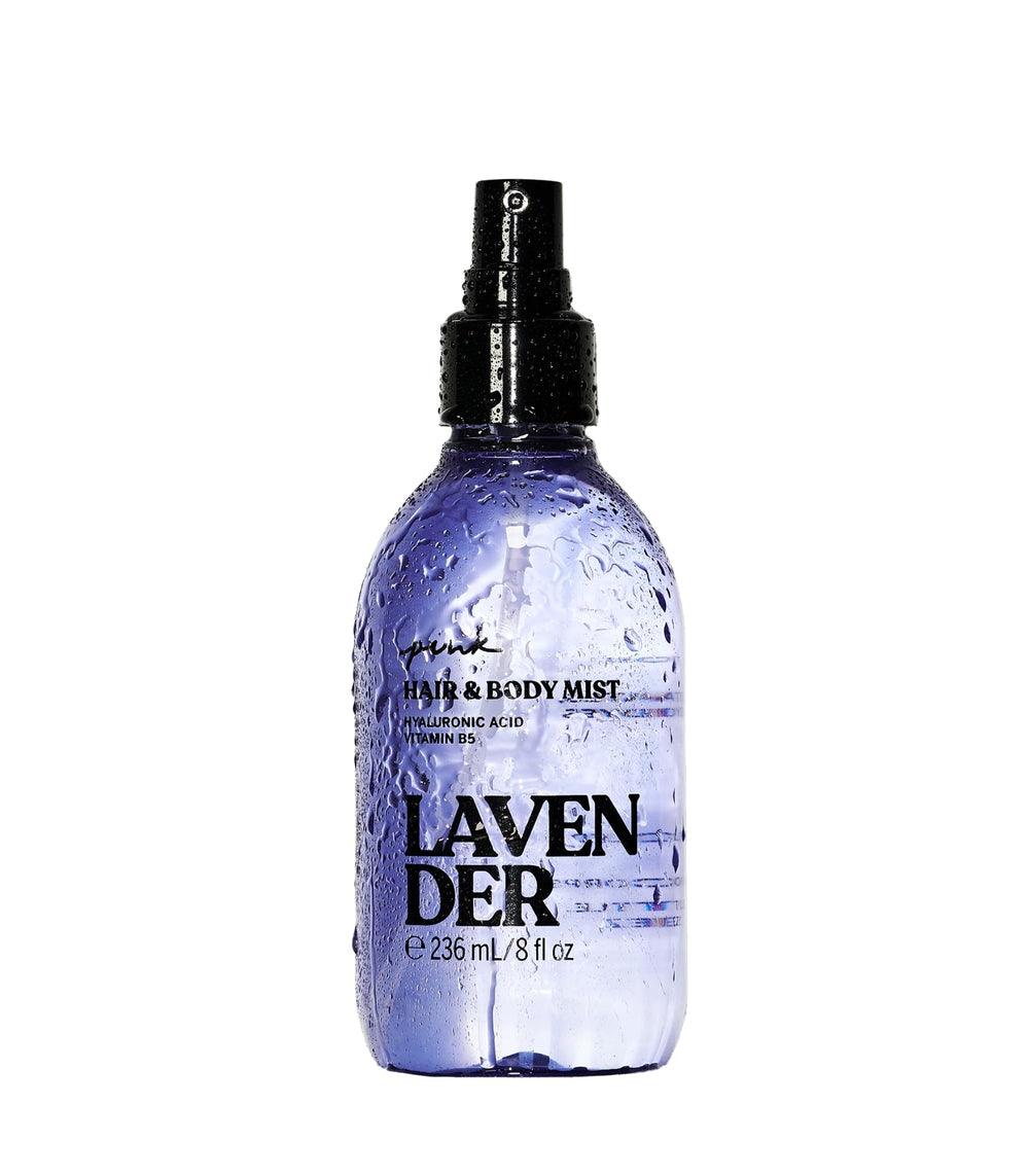 Victoria's Secret PINK Lavender Hair & Body Mist bottle front view for light, refreshing scent.