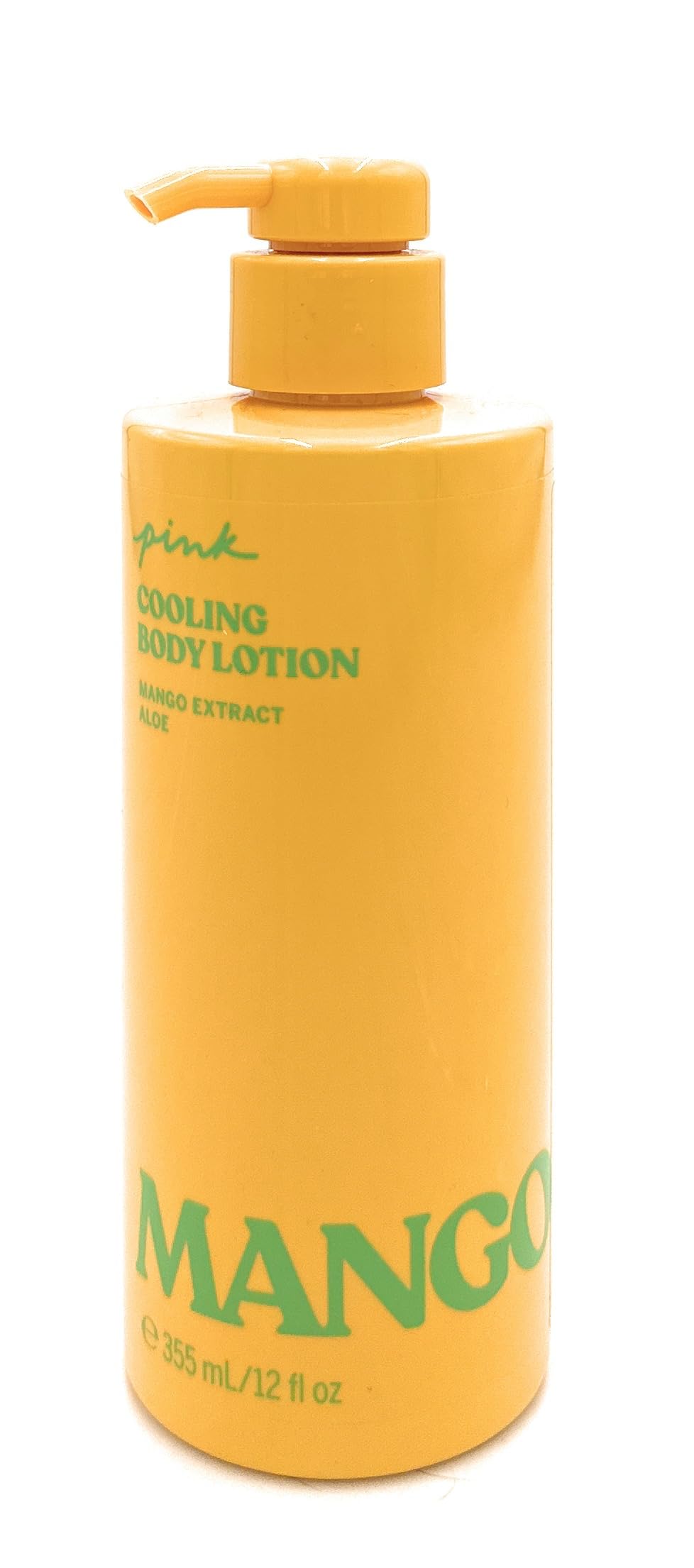 Victoria's Secret Pink Mango Cooling Body Lotion bottle with pump for daily refreshment.
