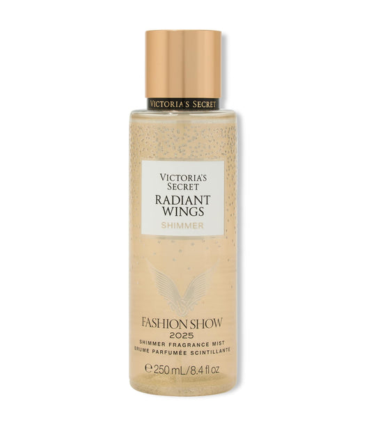 Victoria's Secret Radiant Wings Fragrance Mist bottle on vanity, ideal for daily refresh.