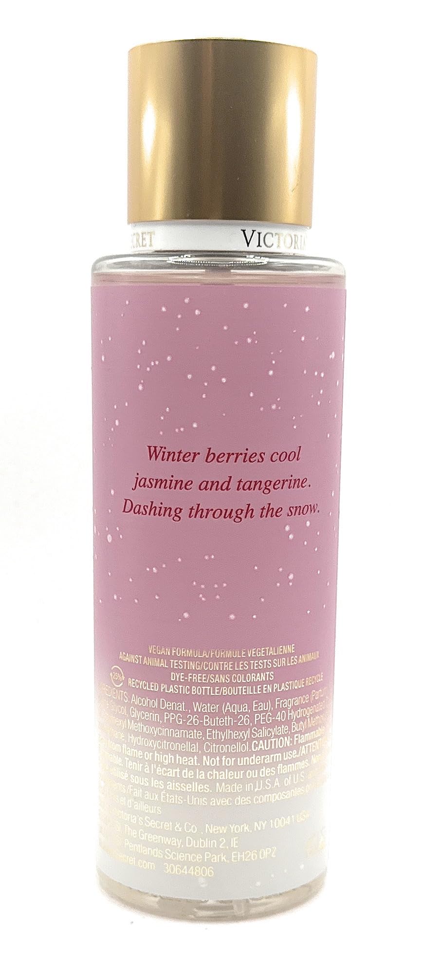 Victoria's Secret Snowdrift spray-application delivers jasmine warmth with arctic coconut hints.