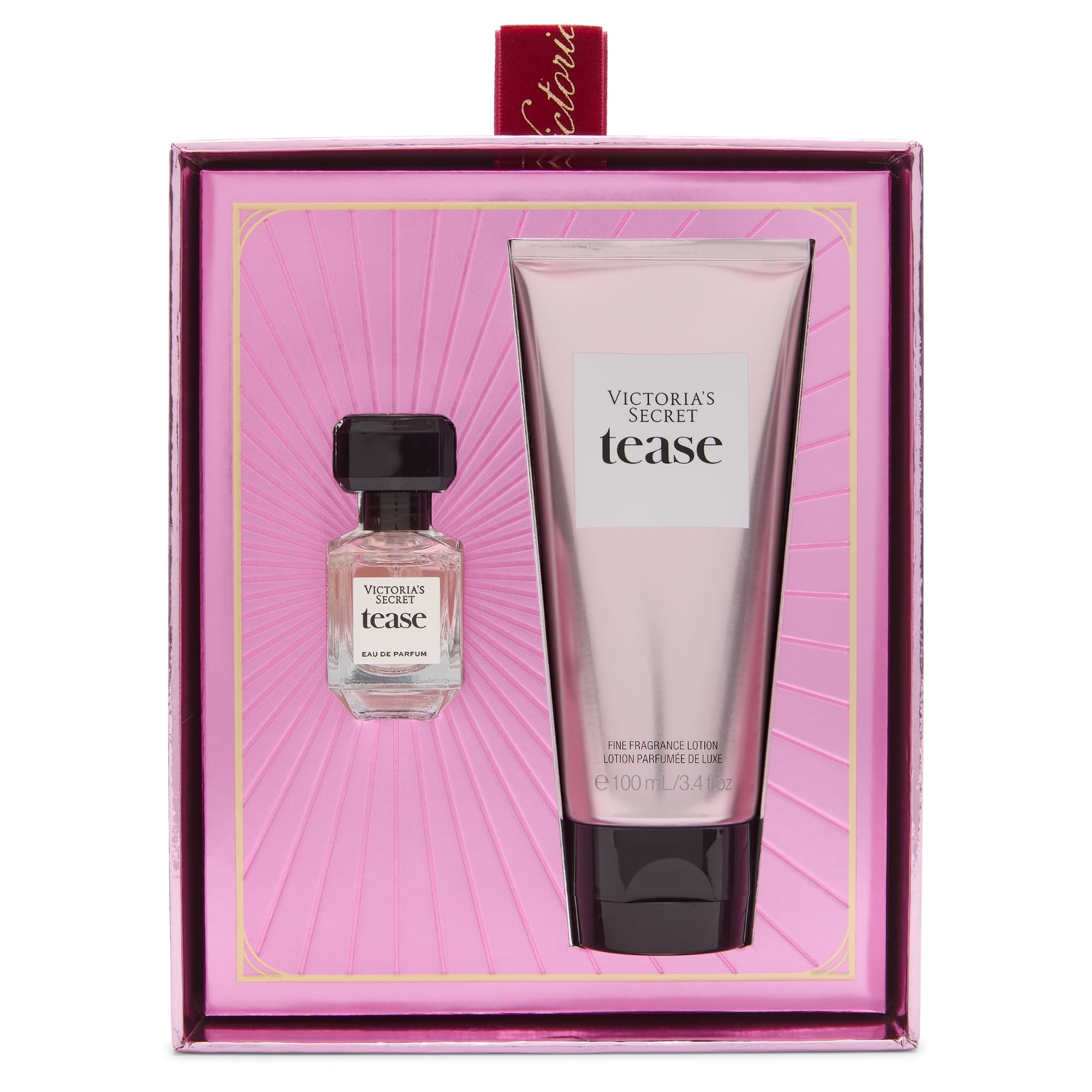 Victoria's Secret Tease mini EDP bottle close-up, ideal travel fragrance.