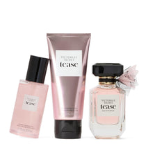 Victoria's Secret Tease shimmer mist bottle highlights radiant skin on evenings out