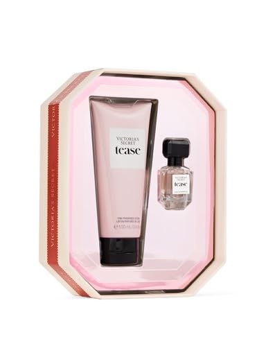 Victoria's Secret Tease travel set display, carry-on friendly packaging.