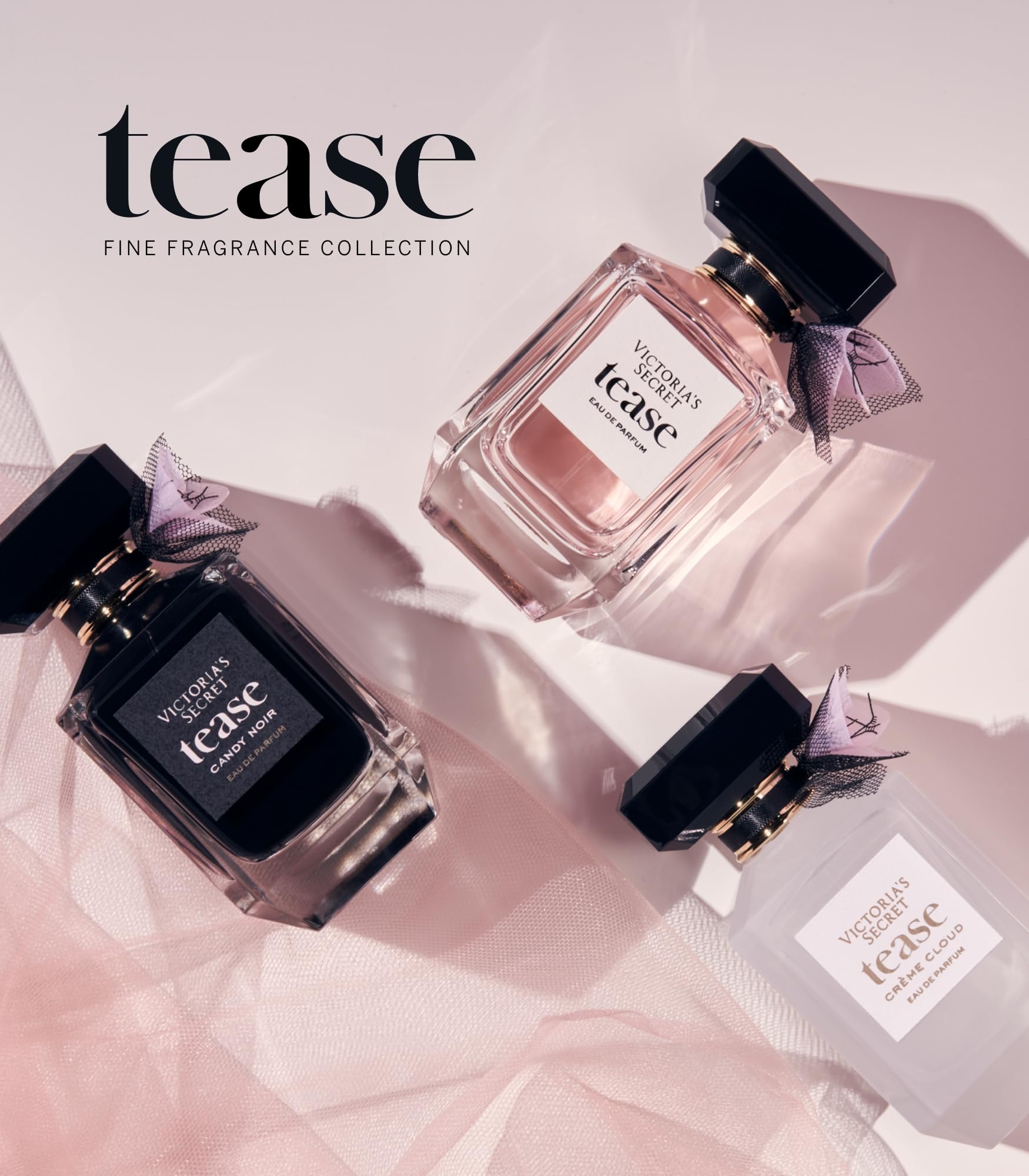 Victoria's Secret Tease travel-size outer pack conveys compact convenience for travel.
