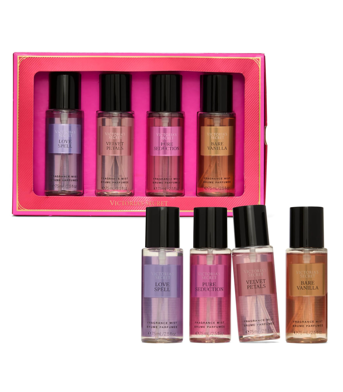 Victoria's Secret Velvet Petals Mist bottle highlighting fruity floral notes for daily wear.