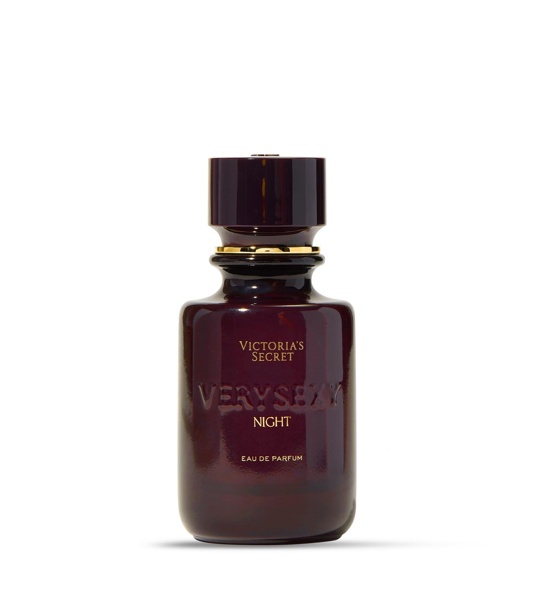 Victoria's Secret Very Sexy Night bottle angle, rich plum and woods impression.