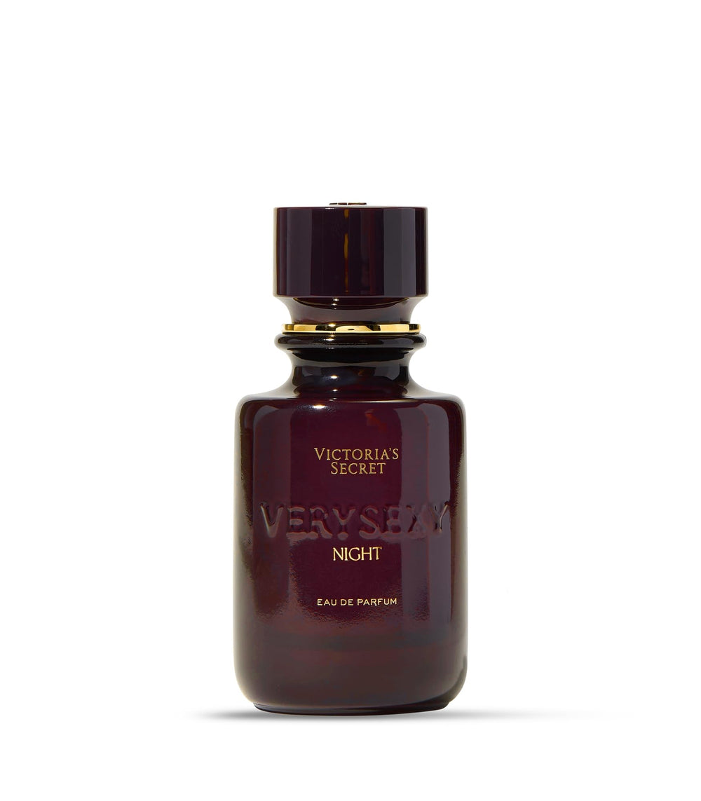 Victoria's Secret Very Sexy Night bottle angle, rich plum and woods impression.