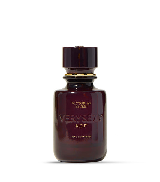 Victoria's Secret Very Sexy Night bottle angle, rich plum and woods impression.