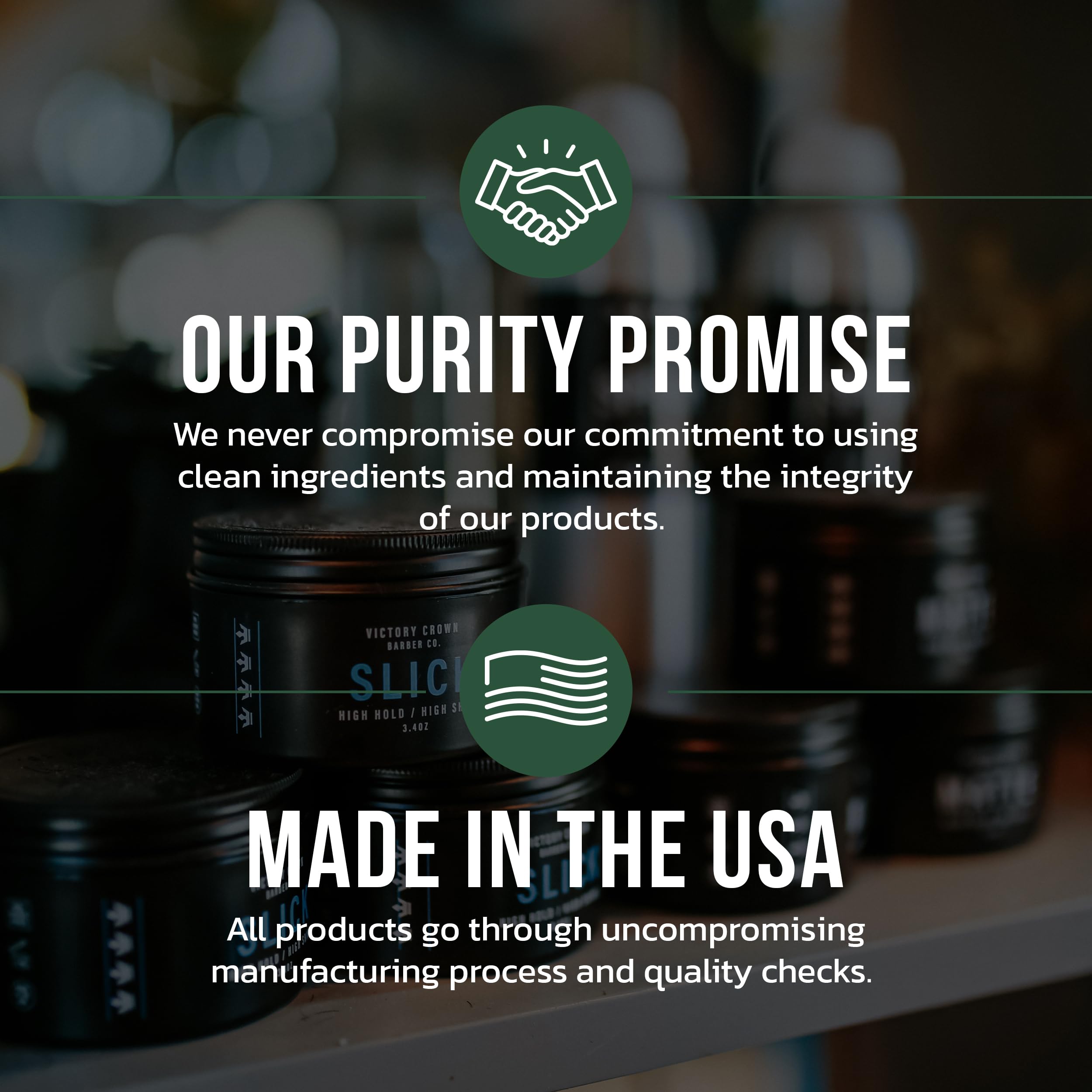 Victory Crown packaging detail highlights premium barber-approved quality.