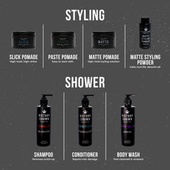 Victory Crown Paste Pomade hand shows easy washout with water-soluble formula.