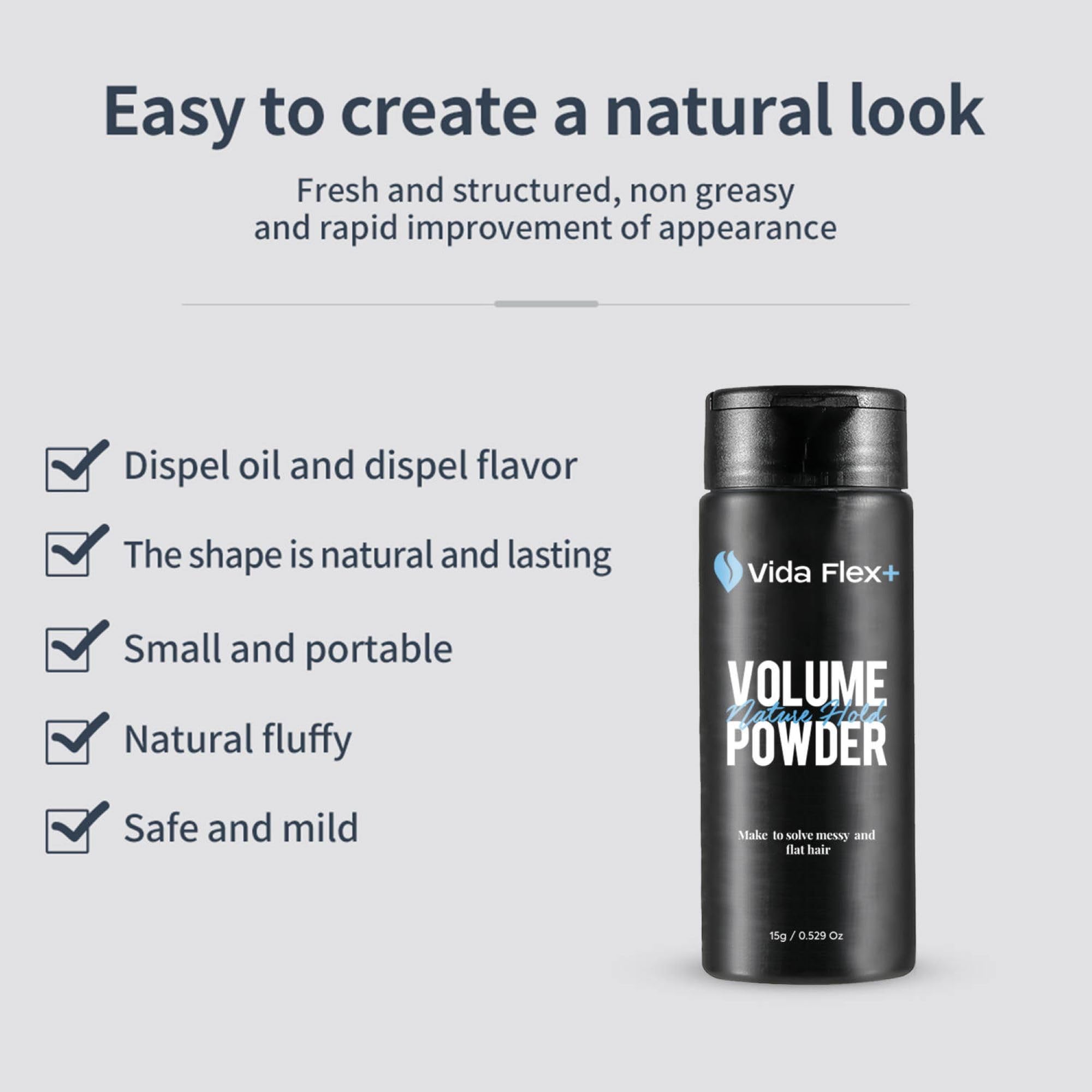 Vida Flex+ hair powder delivers a non-greasy, residue-free feel during use.