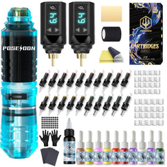 Vidattx Poseidon tattoo kit package showing all contents for beginners