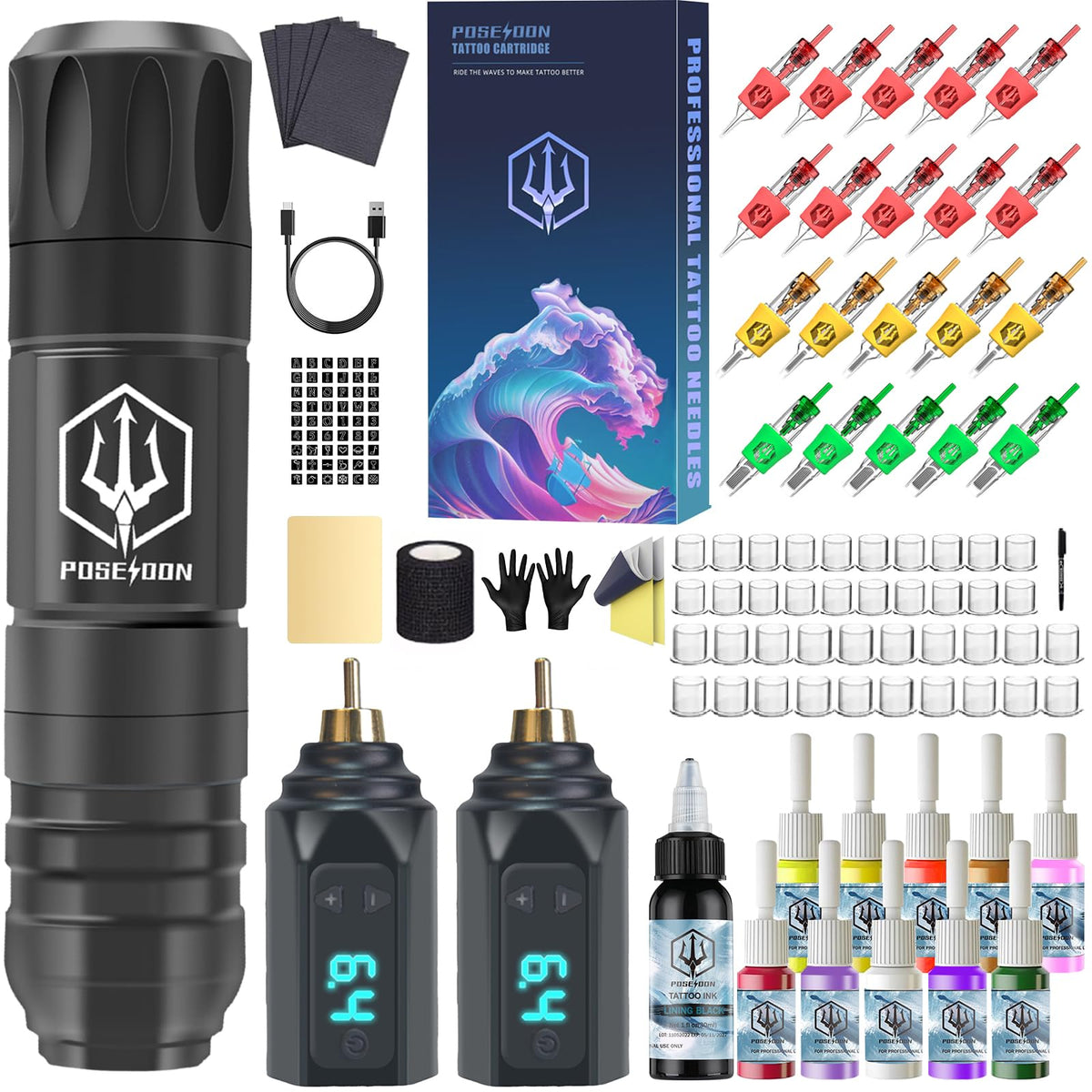 Vidattx POSEIDON tattoo pen, wireless precision for clean lines.