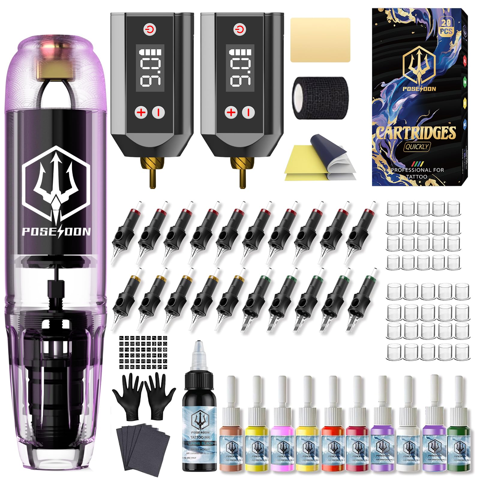 Vidattx Poseidon tattoo pen—ergonomic design for precise lines and long sessions.