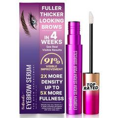 VieBeauti Eyebrow Growth Serum bottle showing fuller brows result