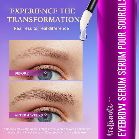 VieBeauti serum wand applying a precise brow swipe