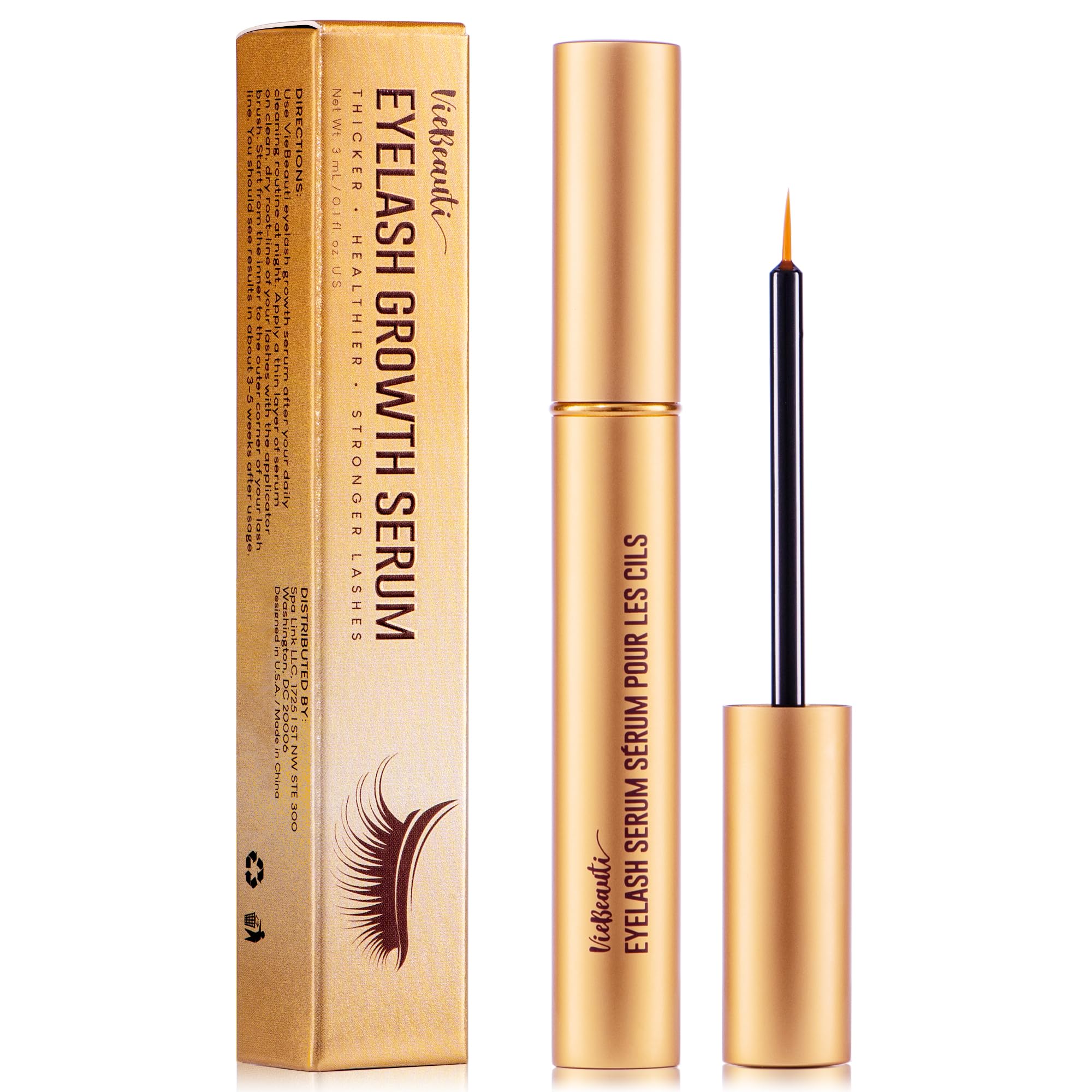 VieBeauti lash serum bottle with clear gel nourishes delicate lashes.