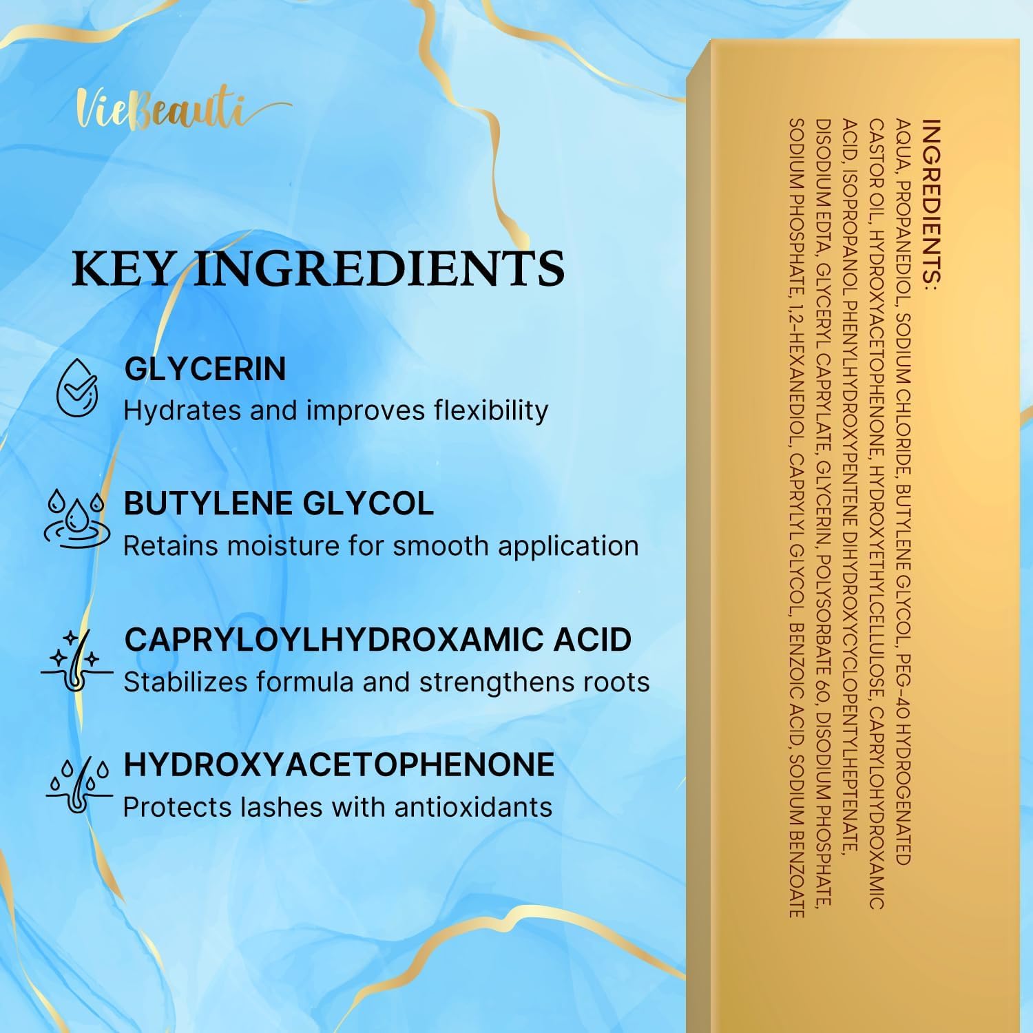 VieBeauti lash serum travel-ready kit in a compact pouch.