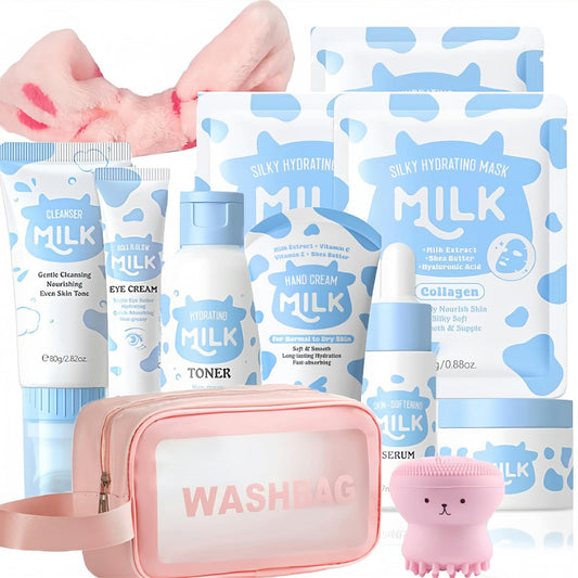 Vienflona Milk Skincare Set packaging promotes easy, kid-friendly daily routines.