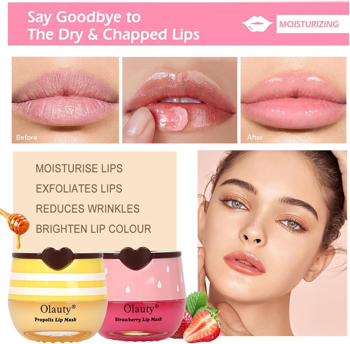 Vienflona sleep lip mask in honey pot promotes overnight softness.