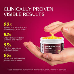 Vigority Helichrysum Balm on the face application shows quick, light absorption