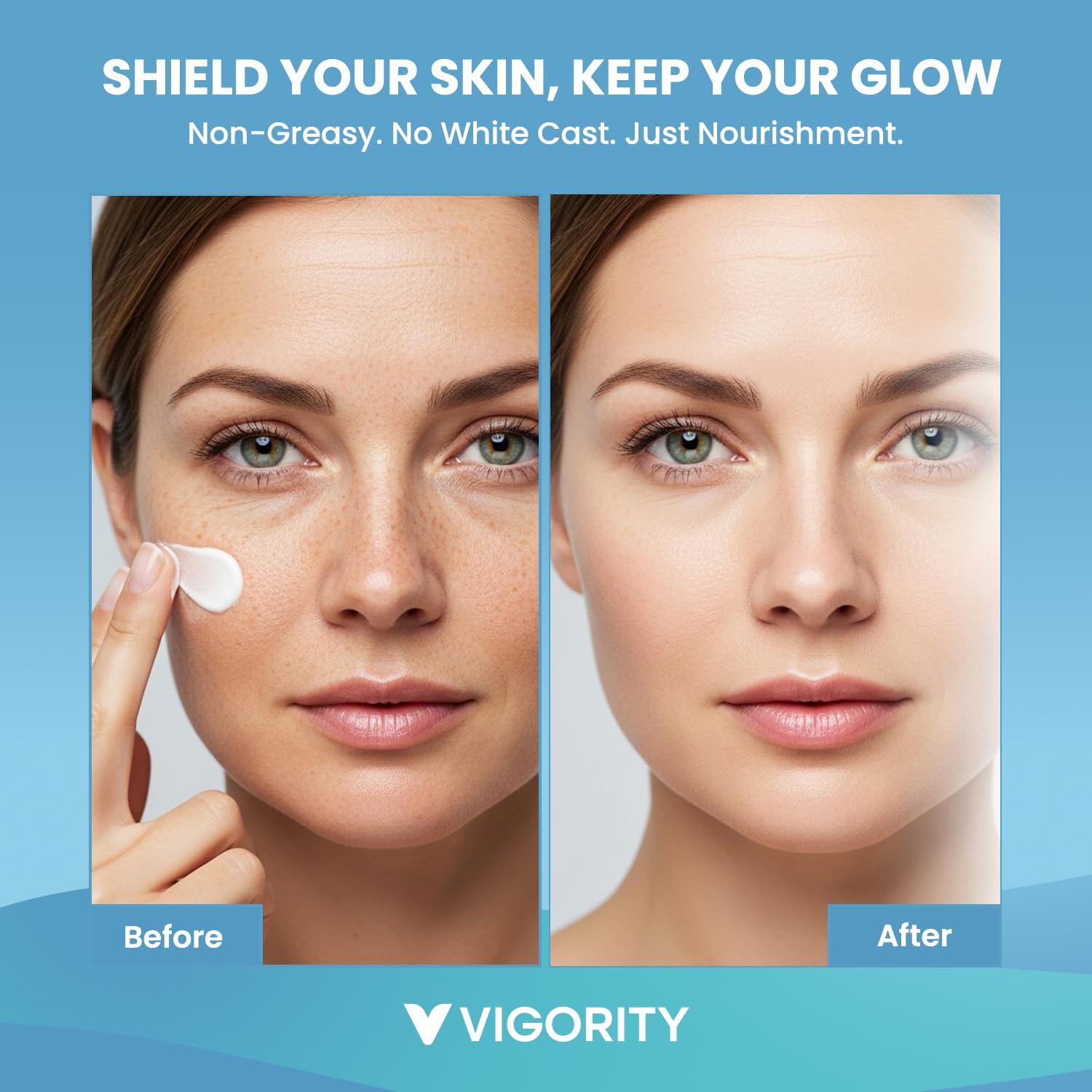 Vigority Beef Tallow Sunscreen face-application illustrates skin-friendly mineral coverage